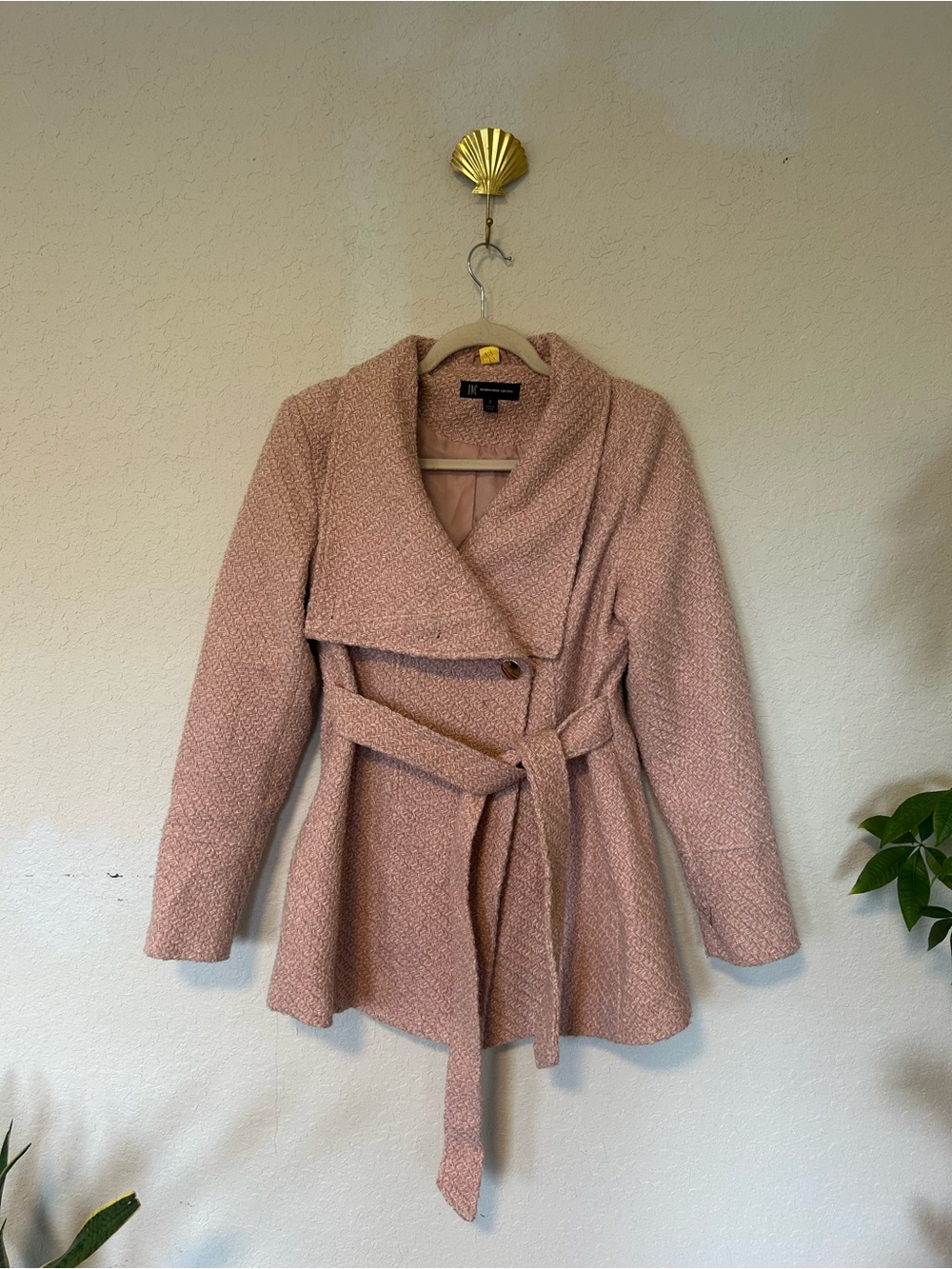 INC International Concepts Blush Pink Belted Trench Coat S Workwear Coat